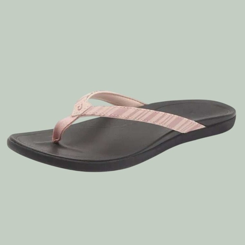 OluKai Ho'opio Pink Clay Stripe Flip Flop Sandals Women's Size 10 NEW